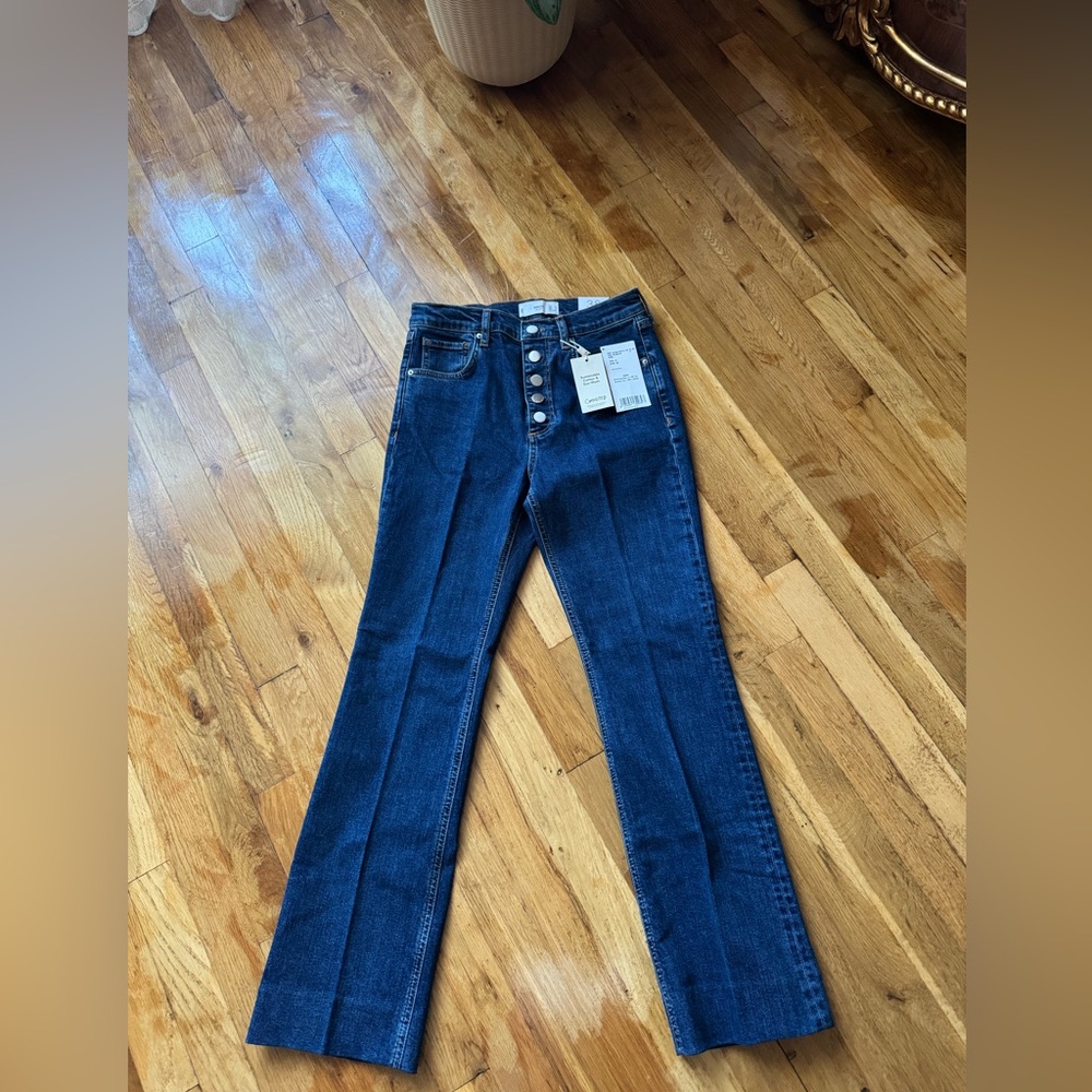 Mango Dark Blue High-Rise Bootcut/Flare Ankle Jeans – Size 6 – New With Tags